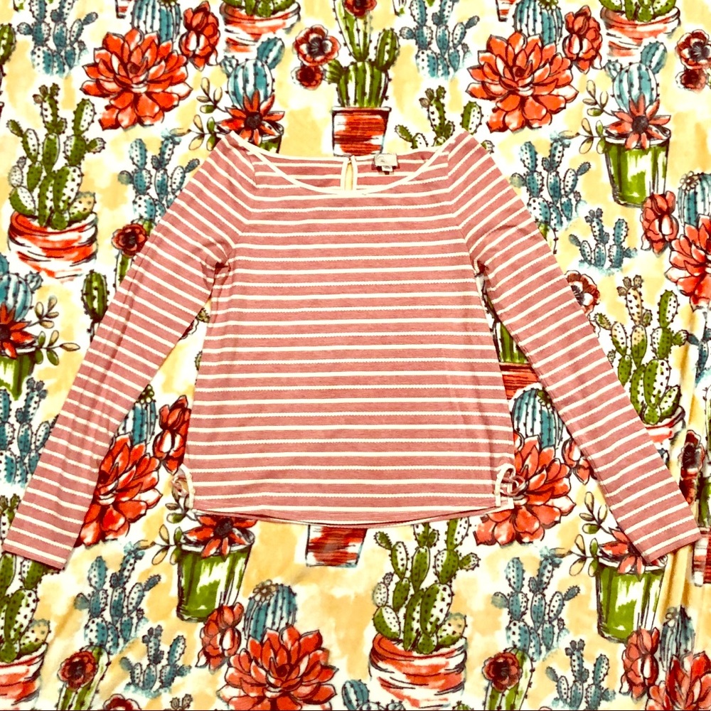 Anthropologie Boat Neck Striped Long Sleeve Shirt